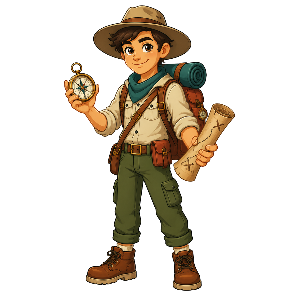 Téo, o explorador que guia as trilhas de estudo